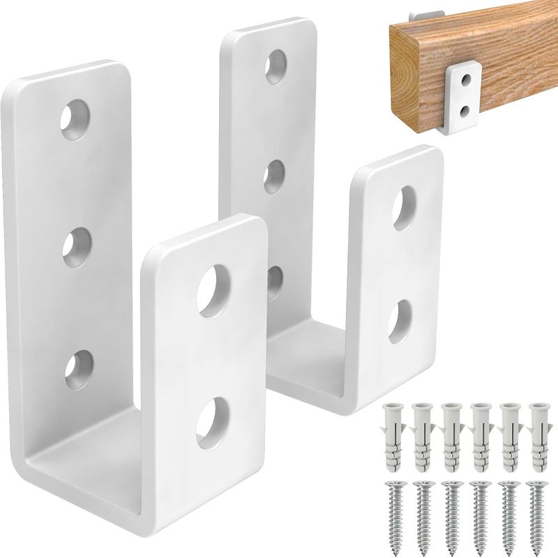 KOMOHOM 2x4 Door Barricade Brackets, Grade U-Shaped Security Brackets for Wood, Sheds, Gates & Basement Doors (2x4 Lumber Lock) 3mm White - Image 1